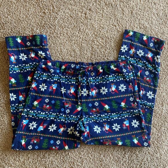 Hanna Andersson Christmas Holiday Gnome Santa Fair Isle Flannel Pajama Pants L - Picture 1 of 11